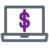 Icon illustration of a laptop screen with a dollar symbol for Online Banking