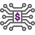 Icon illustration of a digital network combined with a dollar symbol for eStatements and going paperless