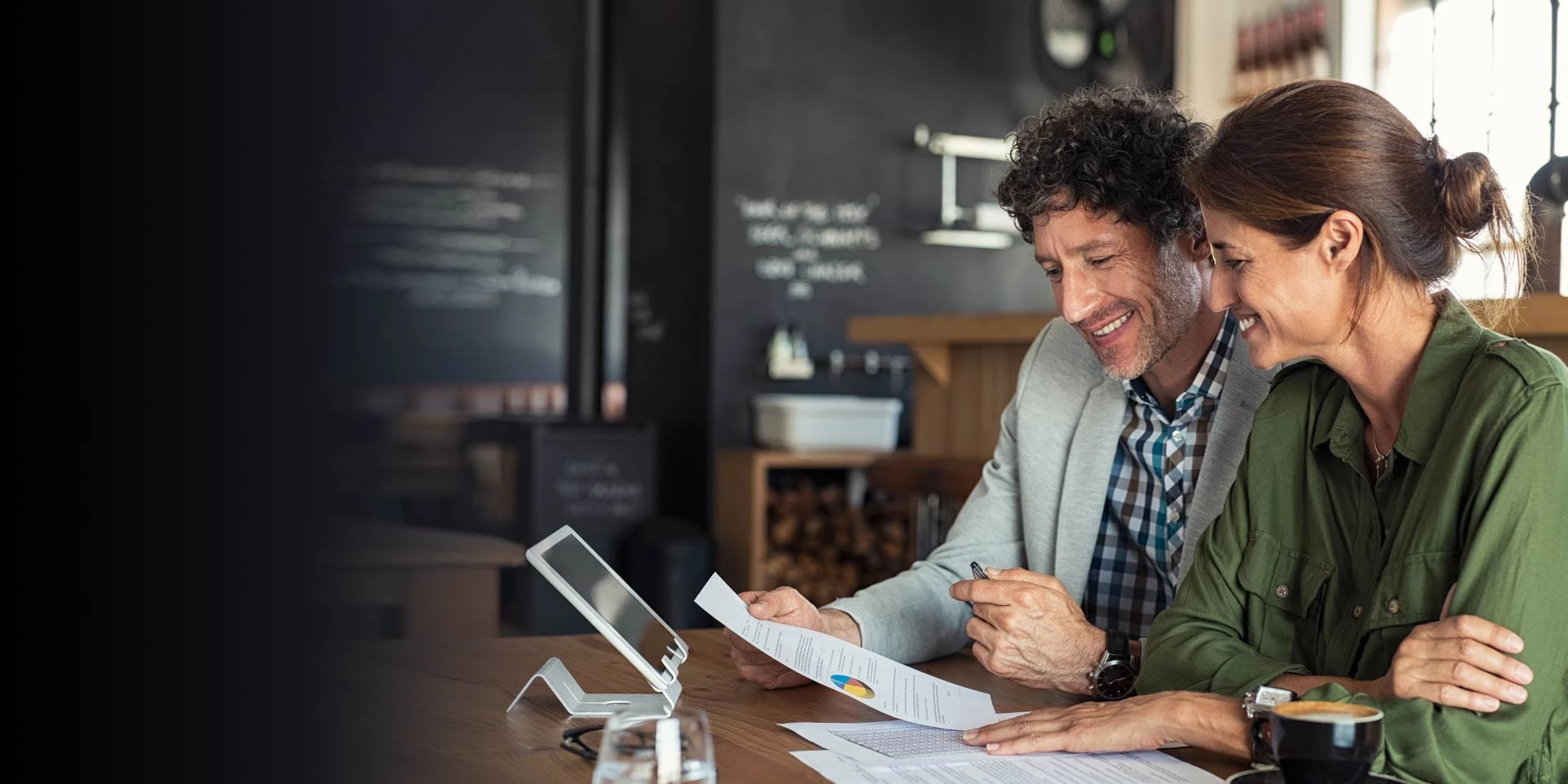 Couple looking at a computer screen