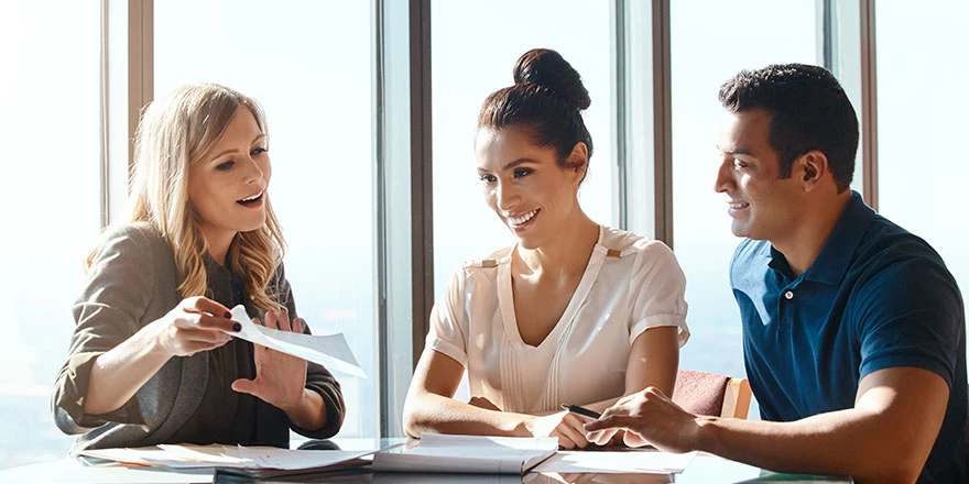 Young lady sharing information