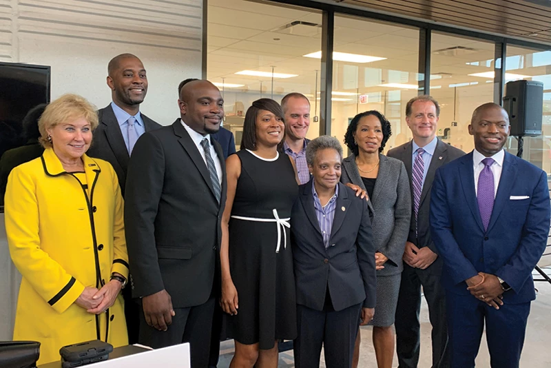 A group of people together