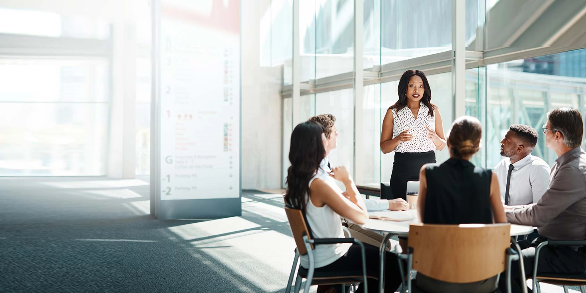 Woman holding a meeting in a conference room