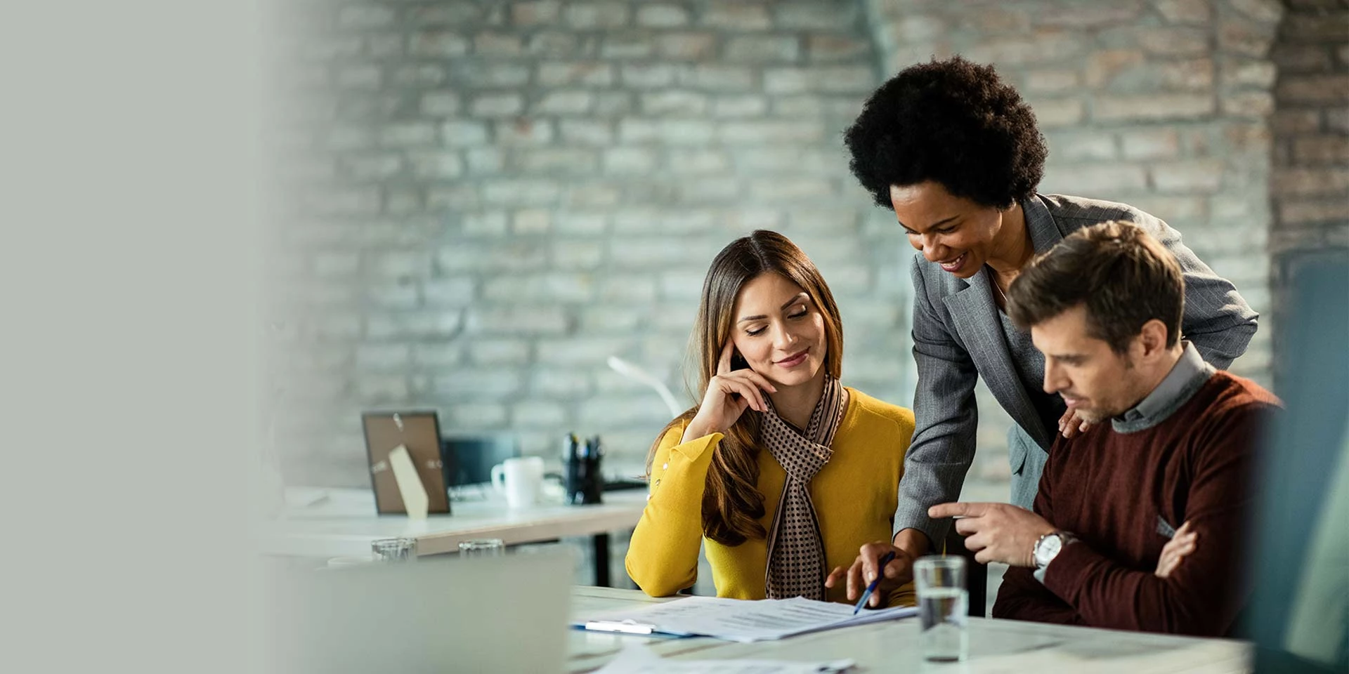 A woman sharing information regarding real estate
