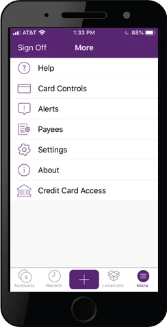 Step 1 to updating debit card controls.